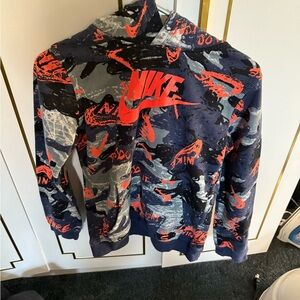 Nike Camouflage Hoodie with Red Logo